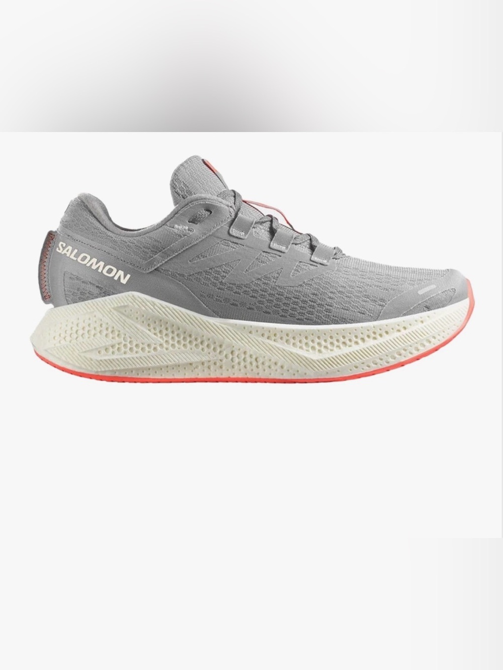 Salomon Light Gray and Coral Running Shoes